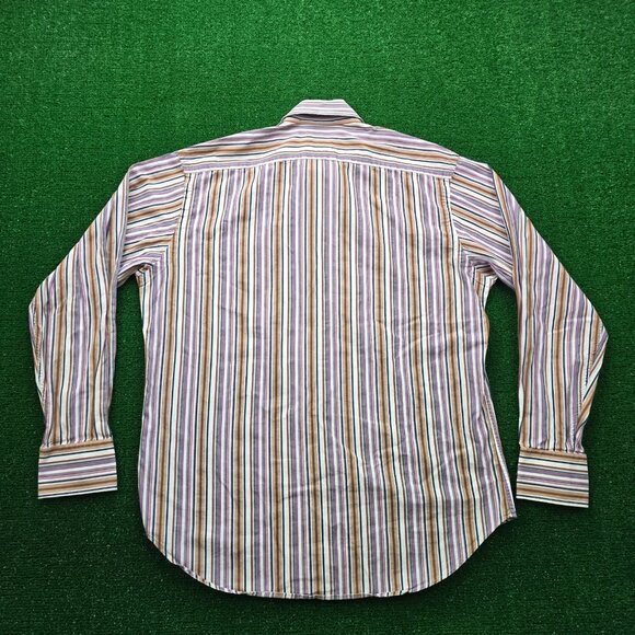 Thomas Dean Shirt Mens Medium/Large Multicolor Striped Button Up Long Sleeve - Picture 7 of 7